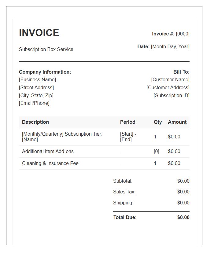 Clothing Rental Subscription Box Invoice Template