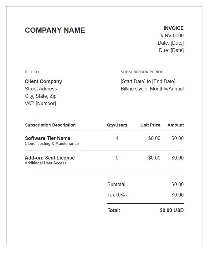 B2B Recurring Software Invoice Template
