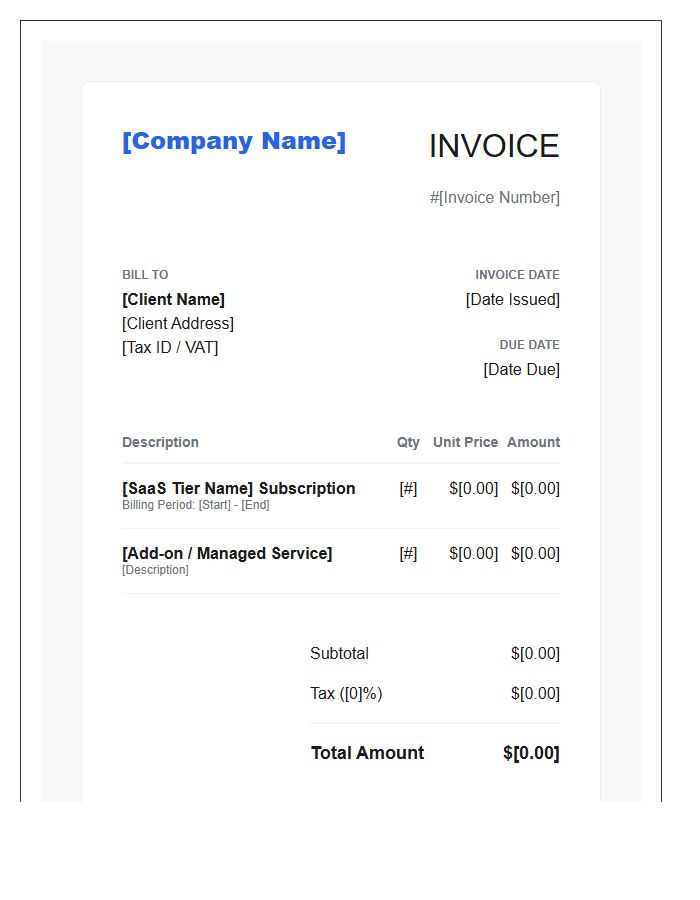 Enterprise SaaS Subscription Invoice Template