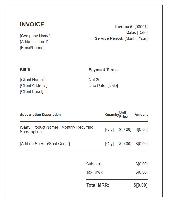 Monthly Recurring Revenue Invoice Template