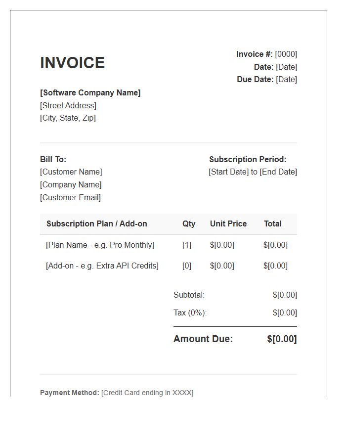 Subscription Management Software Invoice Template