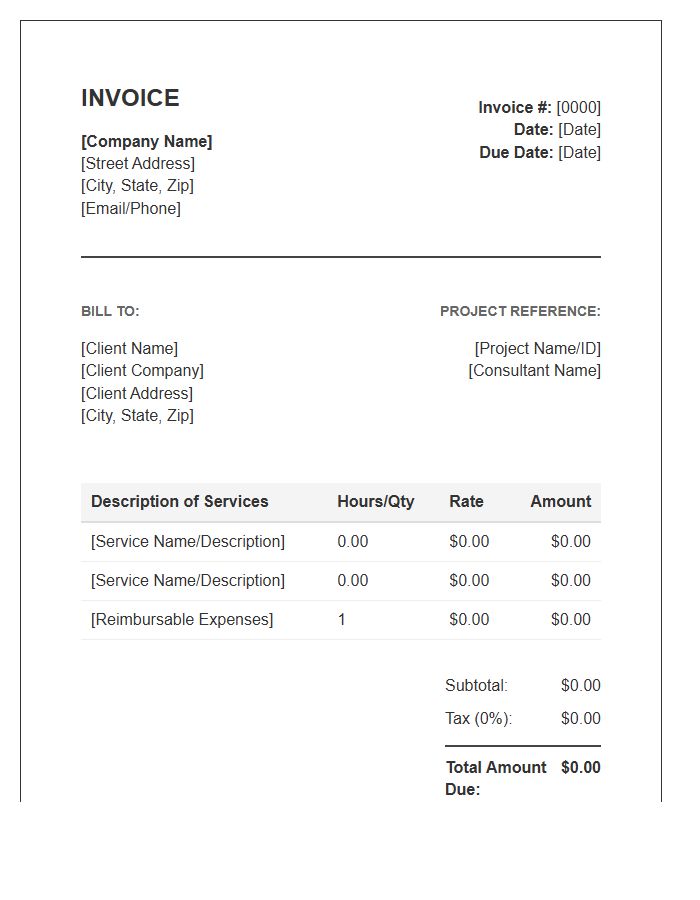 Corporate Consulting Services Invoice Template