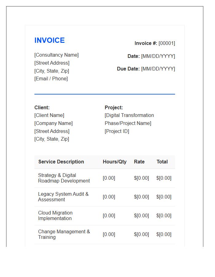 Digital Transformation Consulting Invoice Template