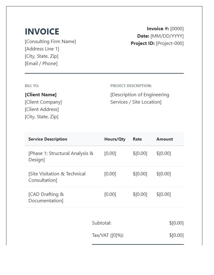 Engineering Consulting Services Invoice Template