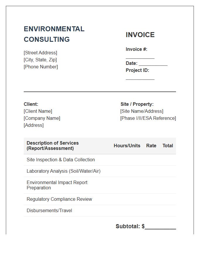 Environmental Consulting Report Invoice Template