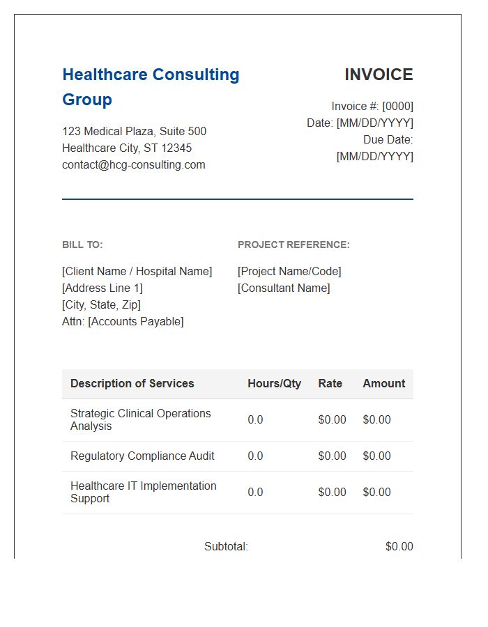 Healthcare Consulting Group Invoice Template