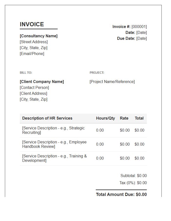 Human Resources Consulting Invoice Template