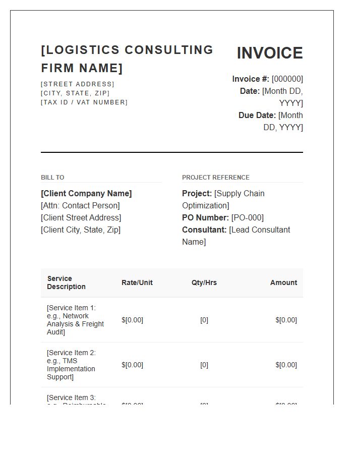 Logistics Consulting Firm Invoice Template