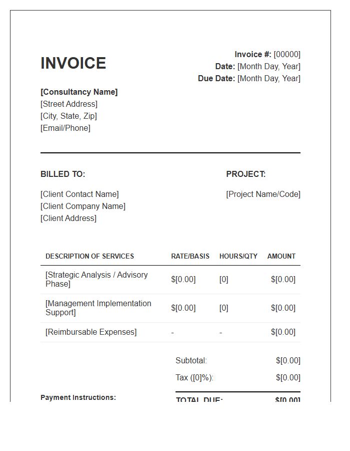Management Consulting Fee Invoice Template
