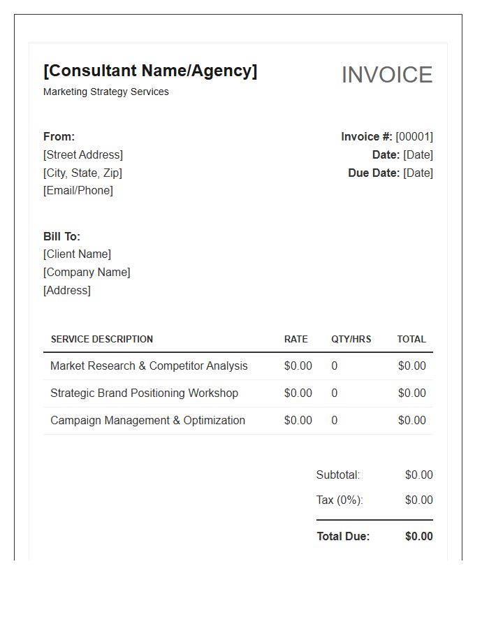 Marketing Strategy Consultant Invoice Template