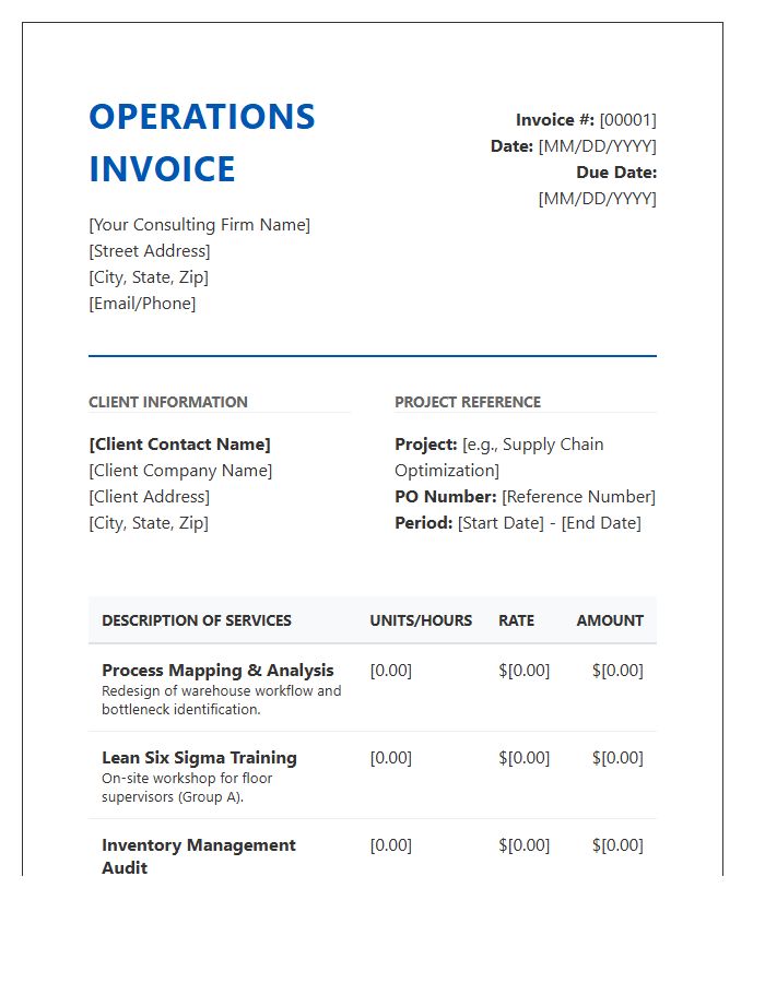 Operations Management Consulting Invoice Template