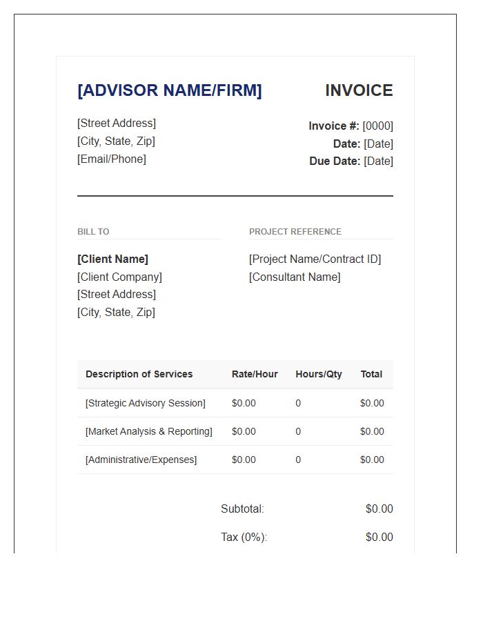 Professional Business Advisor Invoice Template
