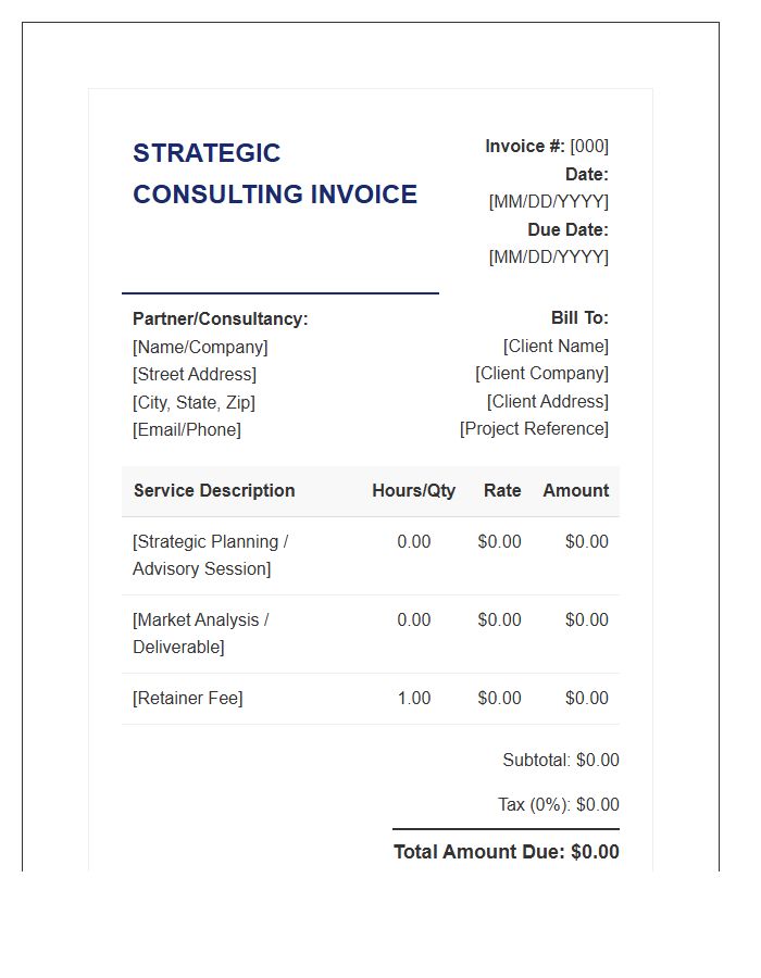 Strategic Consulting Partner Invoice Template