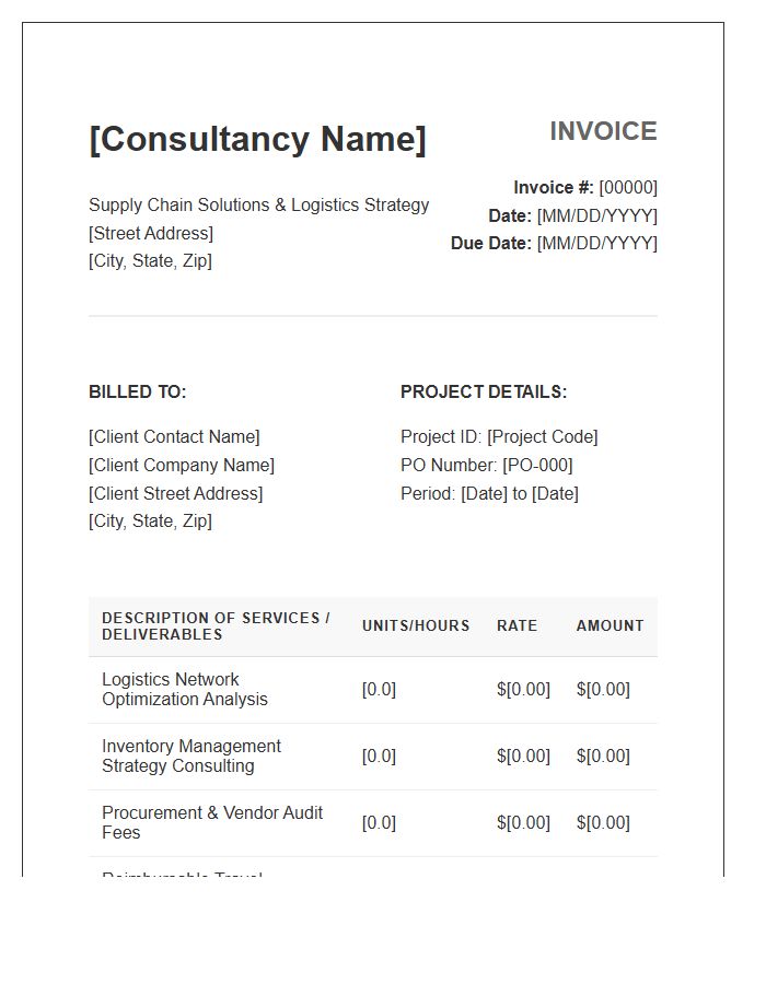 Supply Chain Consulting Invoice Template