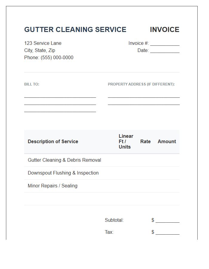 Gutter Cleaning Service Invoice Template