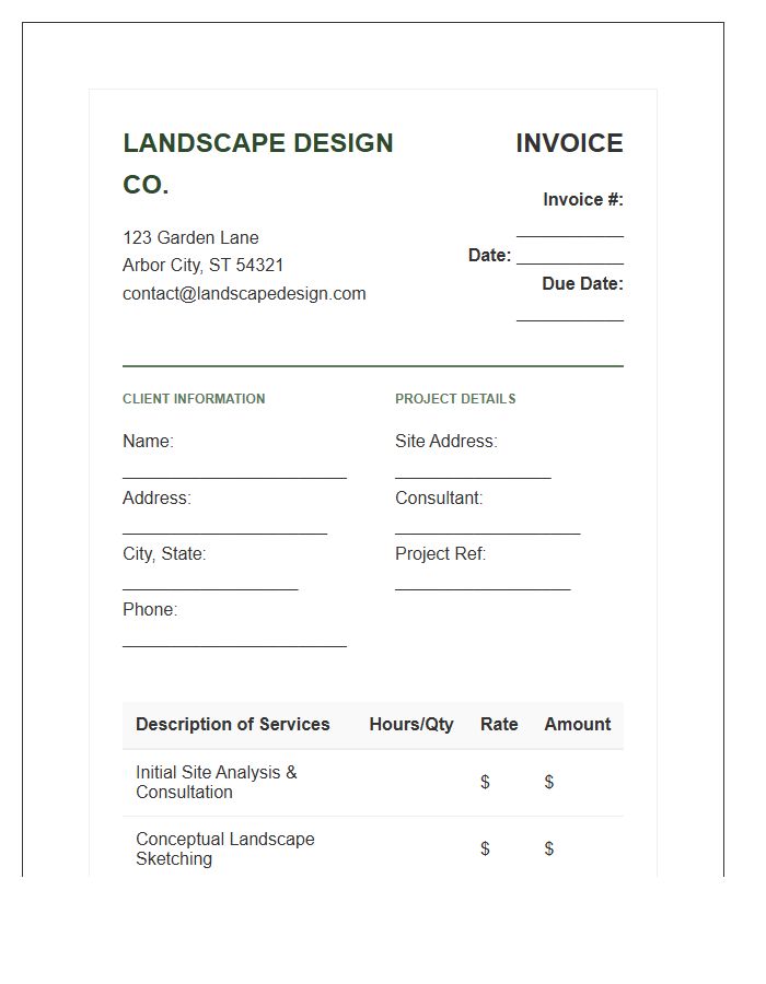 Landscape Design Consultation Invoice Template