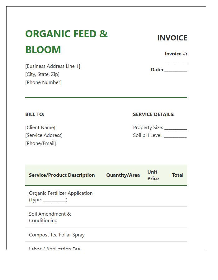 Organic Fertilizer Application Invoice Template