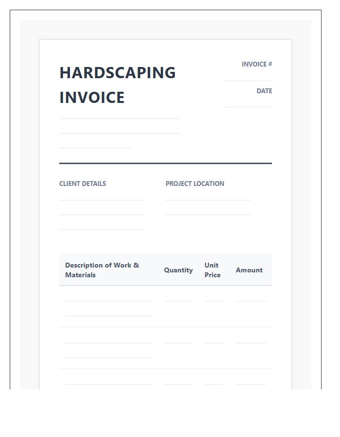 Professional Hardscaping Project Invoice Template