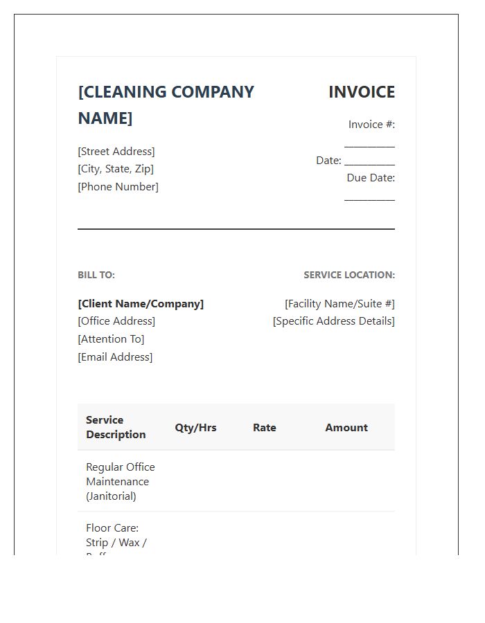 Commercial Office Cleaning Invoice Template