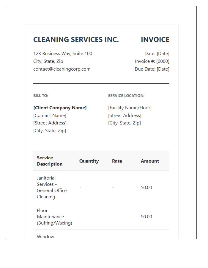 Corporate Cleaning Service Invoice Template