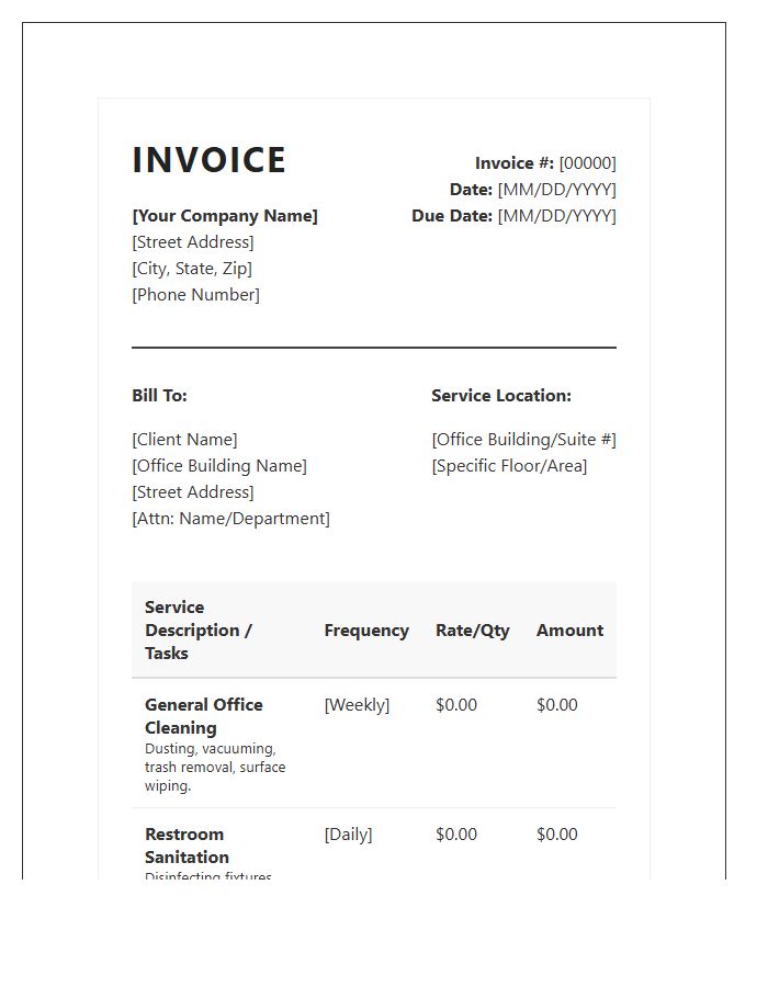Detailed Office Cleaning Invoice Template