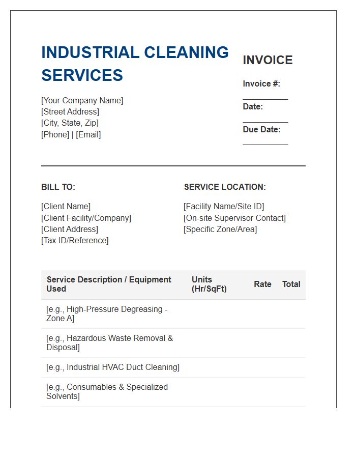 Industrial Cleaning Invoice Template