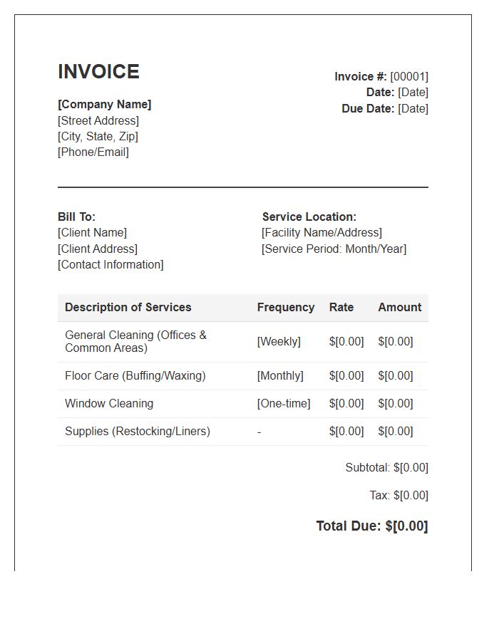Janitorial Services Invoice Template