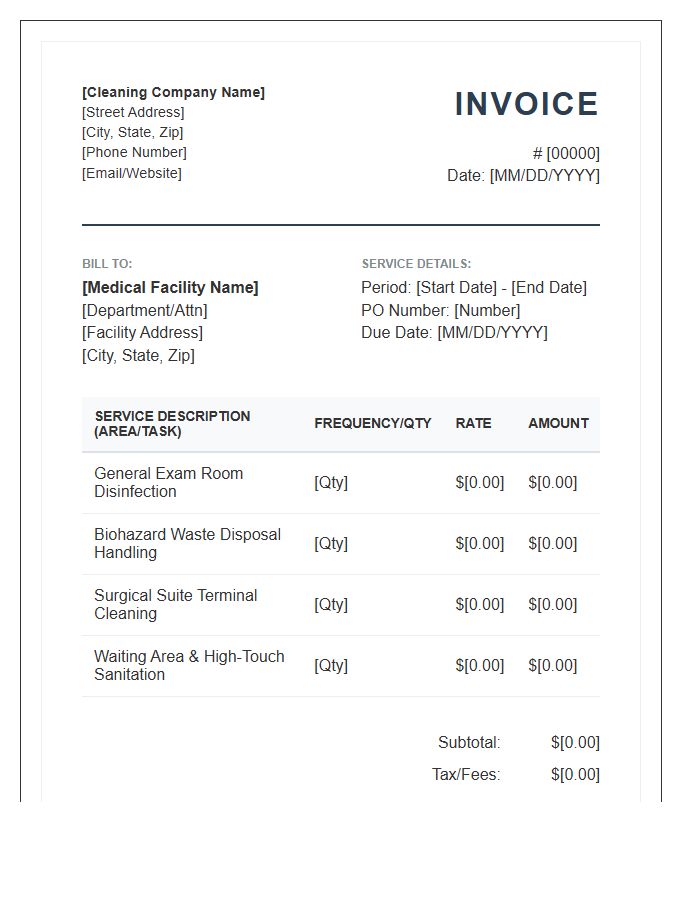 Medical Facility Cleaning Invoice Template