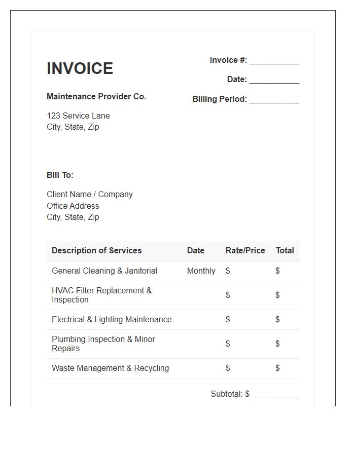 Monthly Office Maintenance Invoice Template