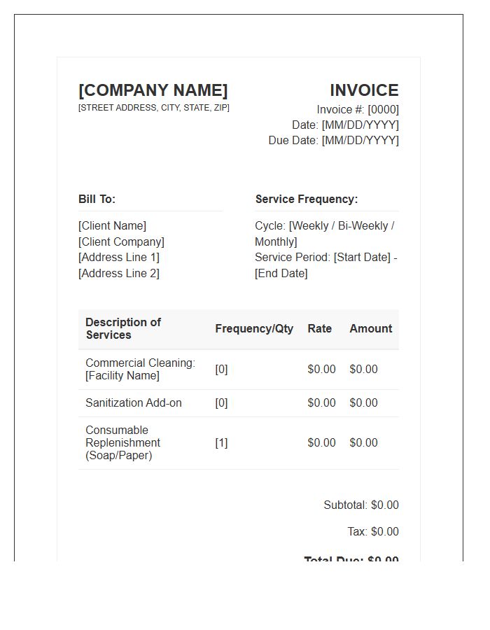 Recurring Commercial Cleaning Invoice Template