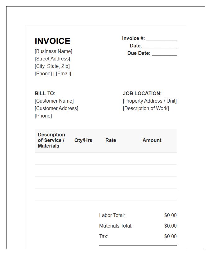 General Handyman Repair Invoice Template