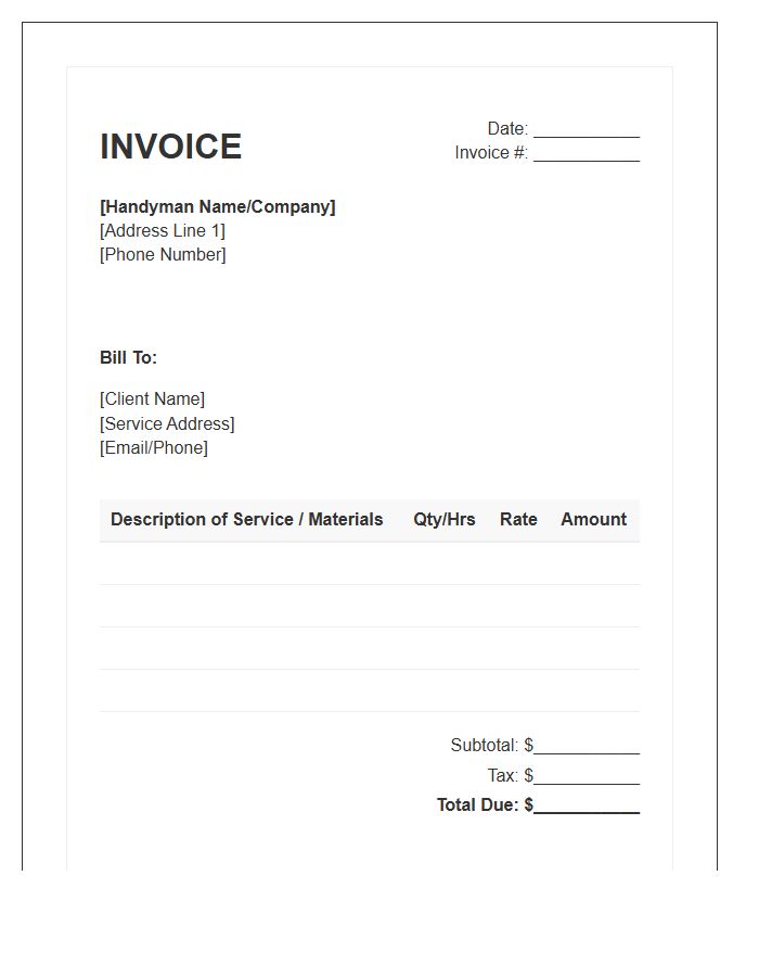 Home Repair Handyman Invoice Template