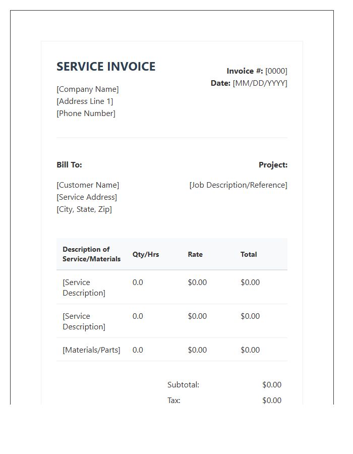 Professional Home Fix Invoice Template