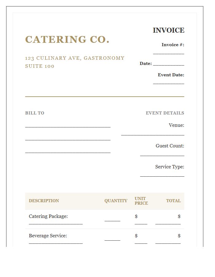 Elegant Catering Service Invoice Template