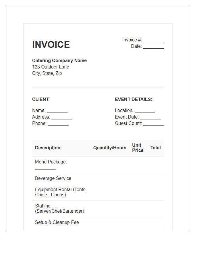 Outdoor Event Catering Invoice Template