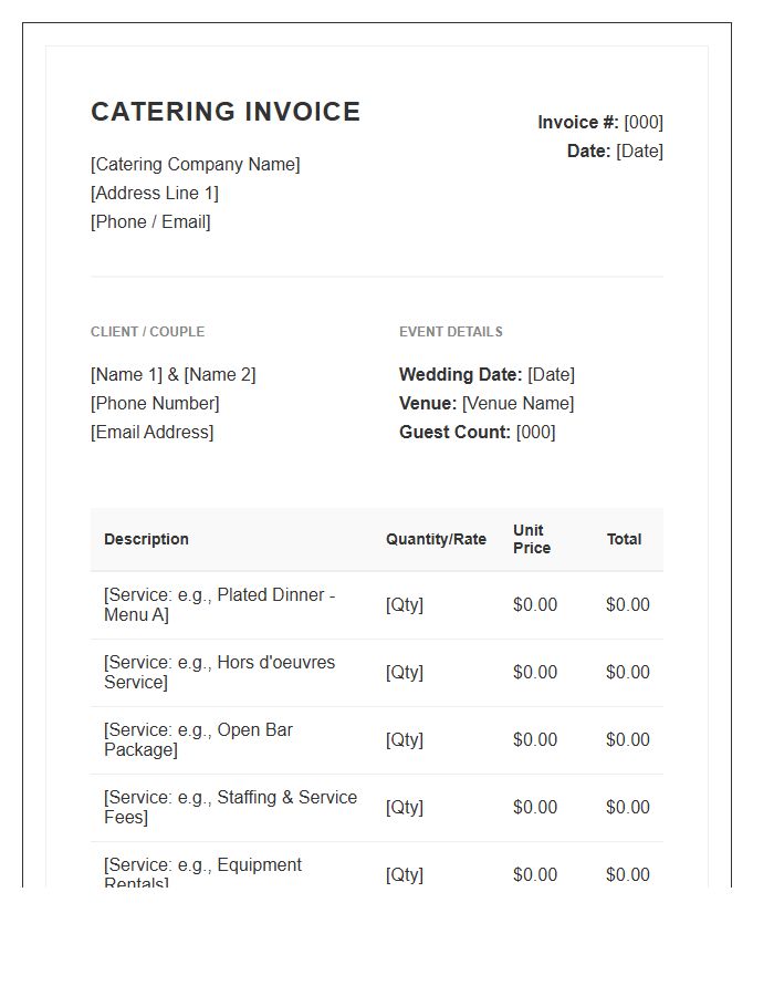 Wedding Event Catering Invoice Template