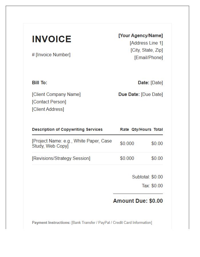 B2B Copywriting Service Invoice Template