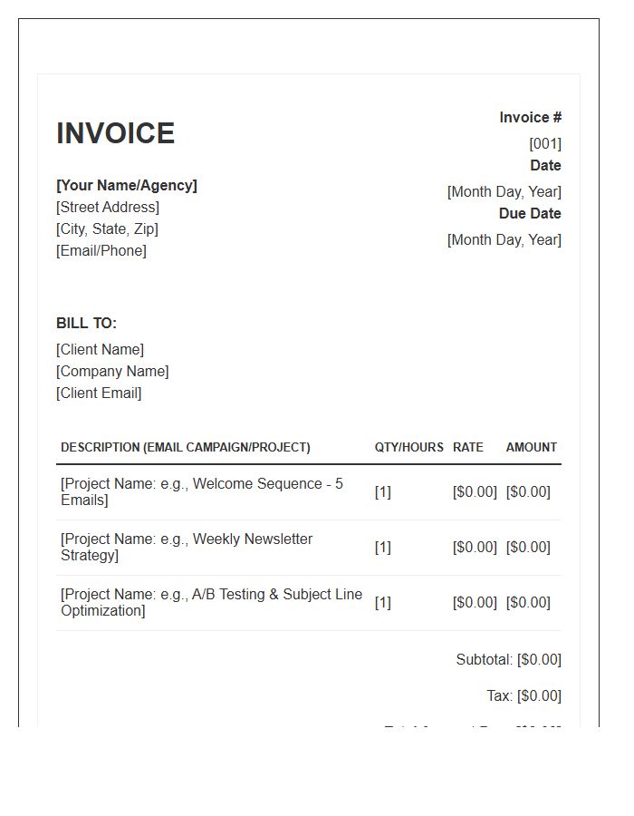 Email Marketing Copywriter Invoice Template