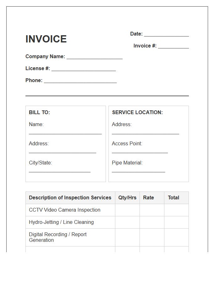 Sewer Line Inspection Invoice Template