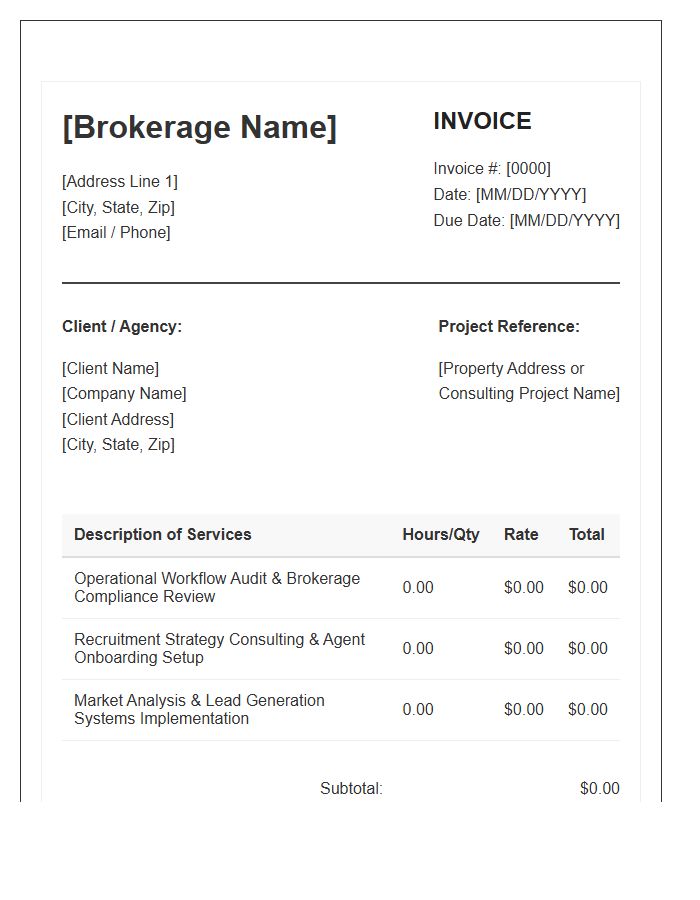 Real Estate Brokerage Consulting Invoice Template