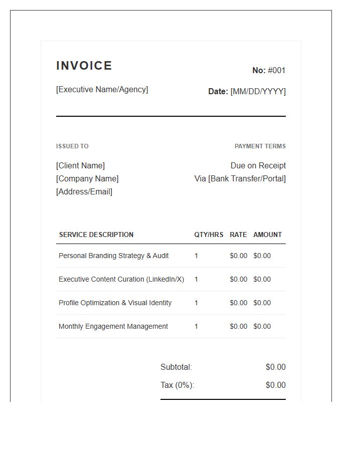 Executive Social Media Branding Invoice Template