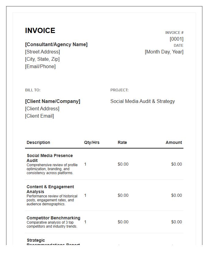 Social Media Audit Service Invoice Template