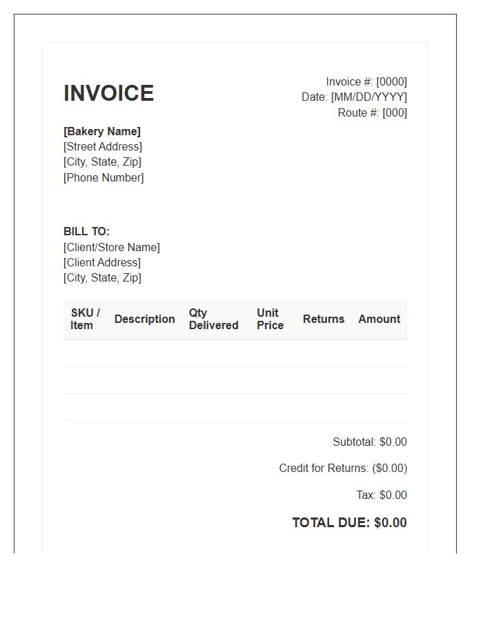 Bakery Distribution Service Invoice Template