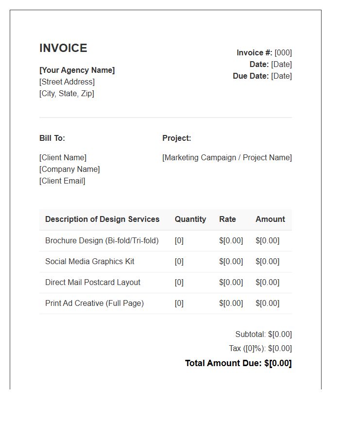 Marketing Collateral Design Invoice Template