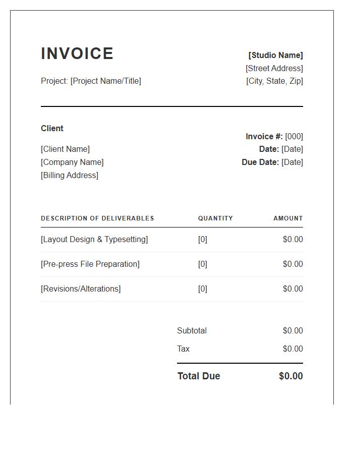 Print Design Project Final Invoice Template