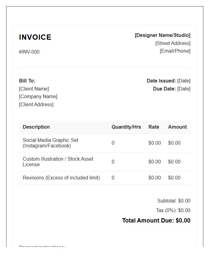 Social Media Graphic Project Invoice Template