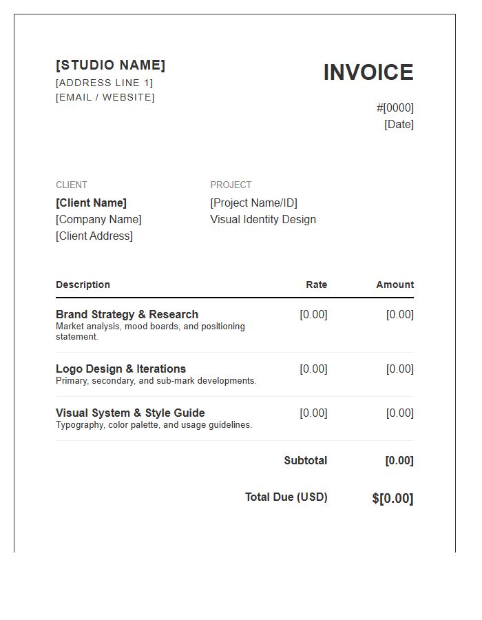 Visual Identity Design Invoice Template