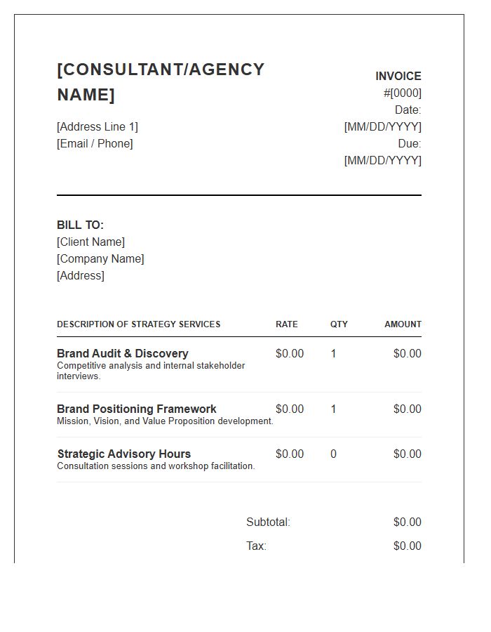 Brand Strategy Consultant Invoice Template