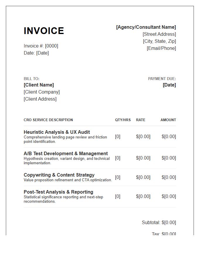 Conversion Rate Optimization Invoice Template
