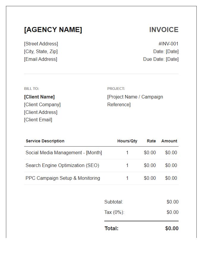 Digital Marketing Agency Invoice Template